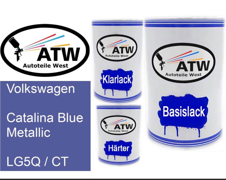 Volkswagen, Catalina Blue Metallic, LG5Q / CT: 500ml Lackdose + 500ml Klarlack + 250ml Härter - Set, von ATW Autoteile West.